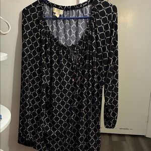 Chico's Black and White Chain-Link Print Long-Sleeve Dress